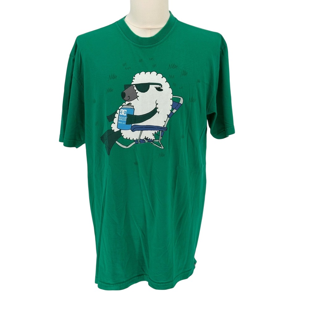 DC Shoes T-Shirt Green Devun Walsh Sheep Party Animal 100% Cotton XL